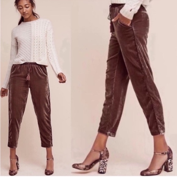 Elevenses by Anthropologie crushed velvet crop pants 
size XS Petite - Picture 1 of 14